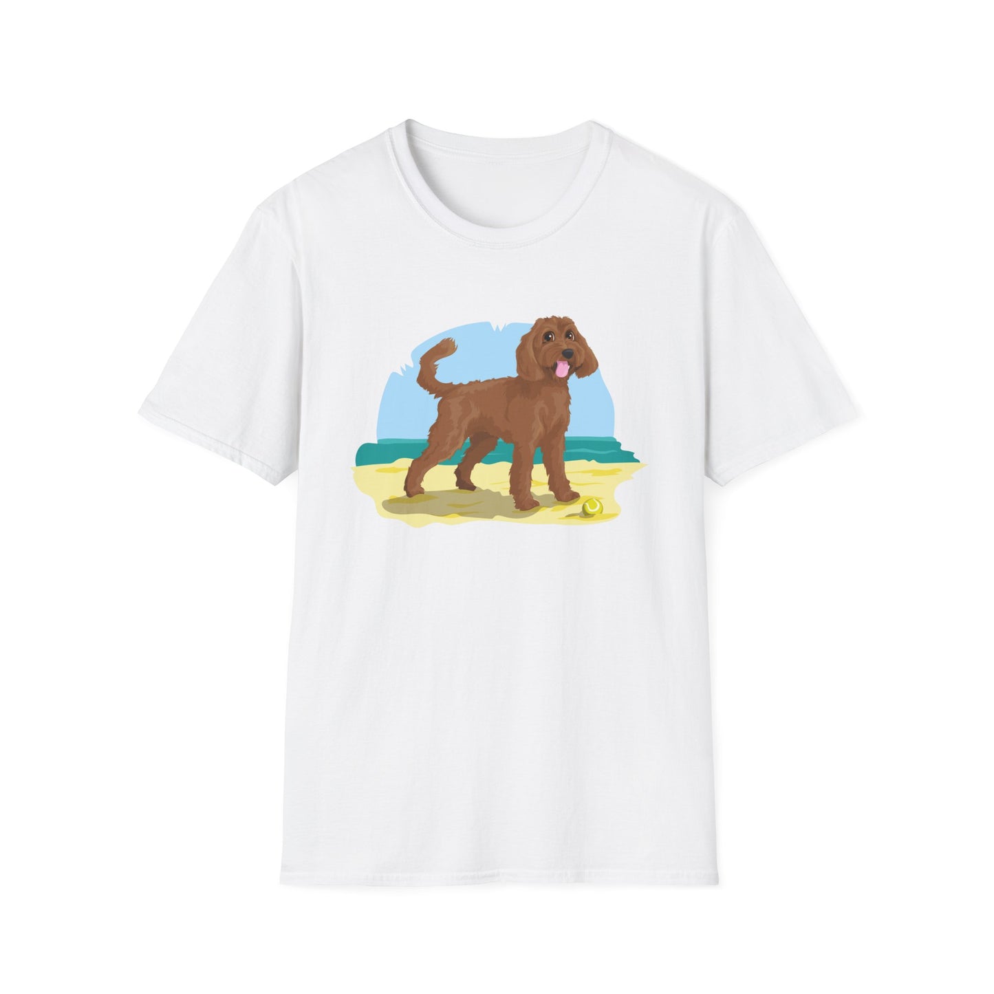 Doodle Dog at the Beach Softstyle T-Shirt - Unisex