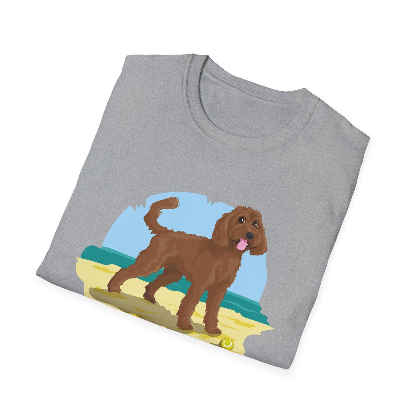 Doodle Dog at the Beach Softstyle T-Shirt - Unisex