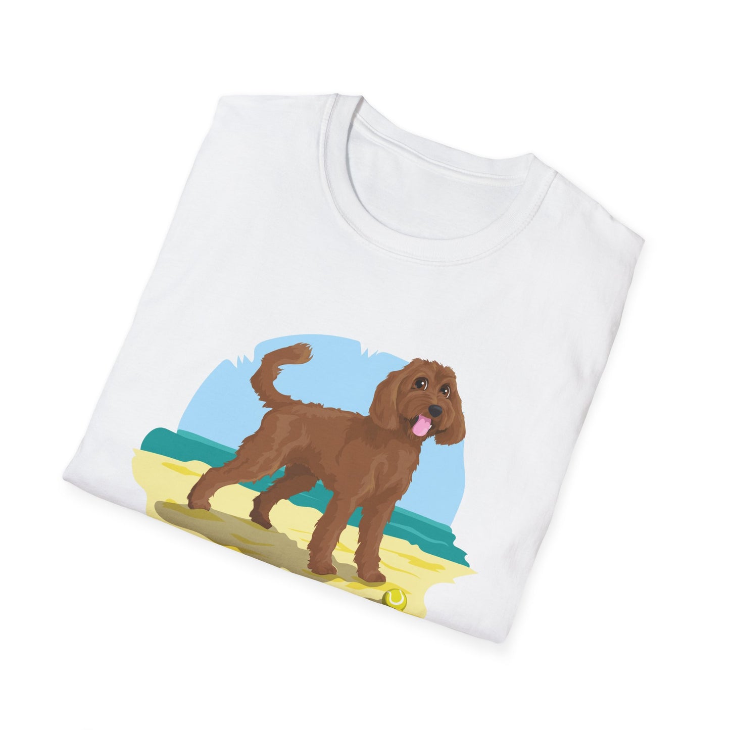Doodle Dog at the Beach Softstyle T-Shirt - Unisex
