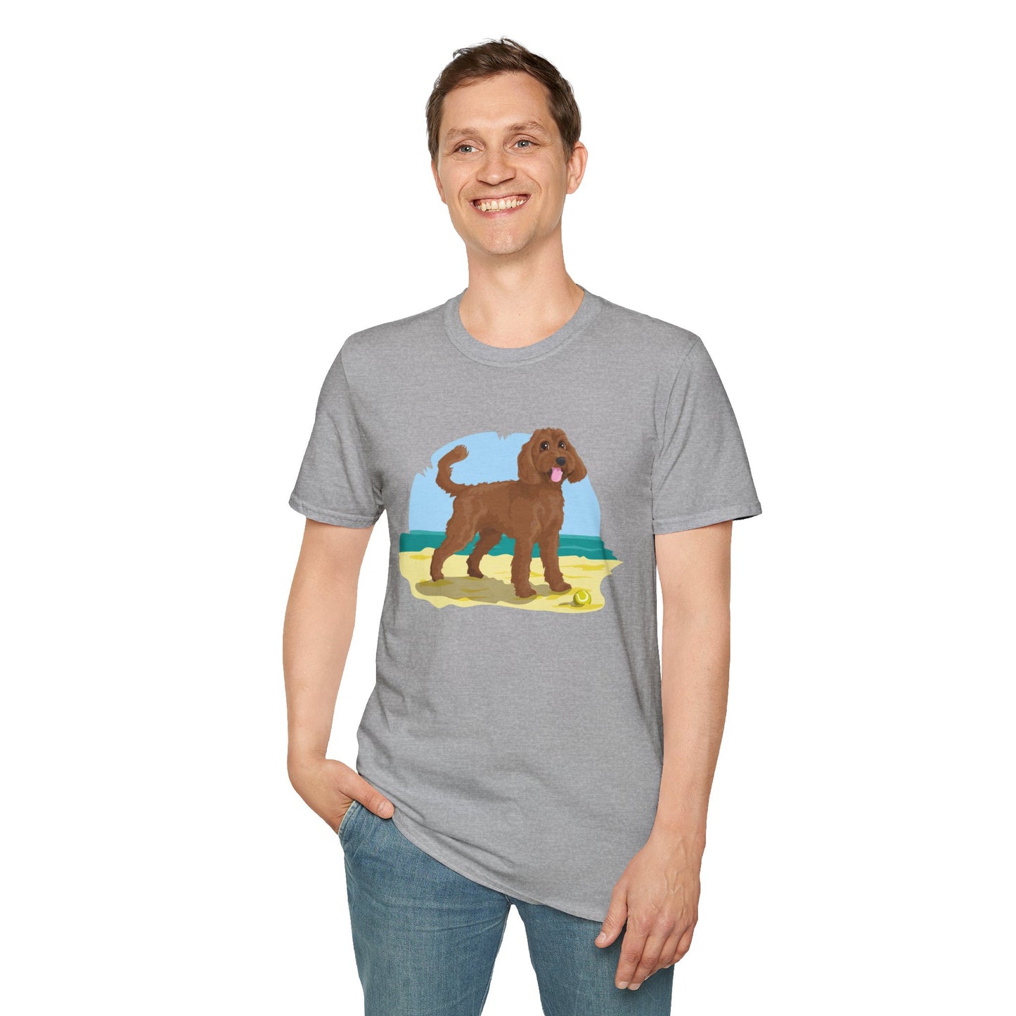 Doodle Dog at the Beach Softstyle T-Shirt - Unisex
