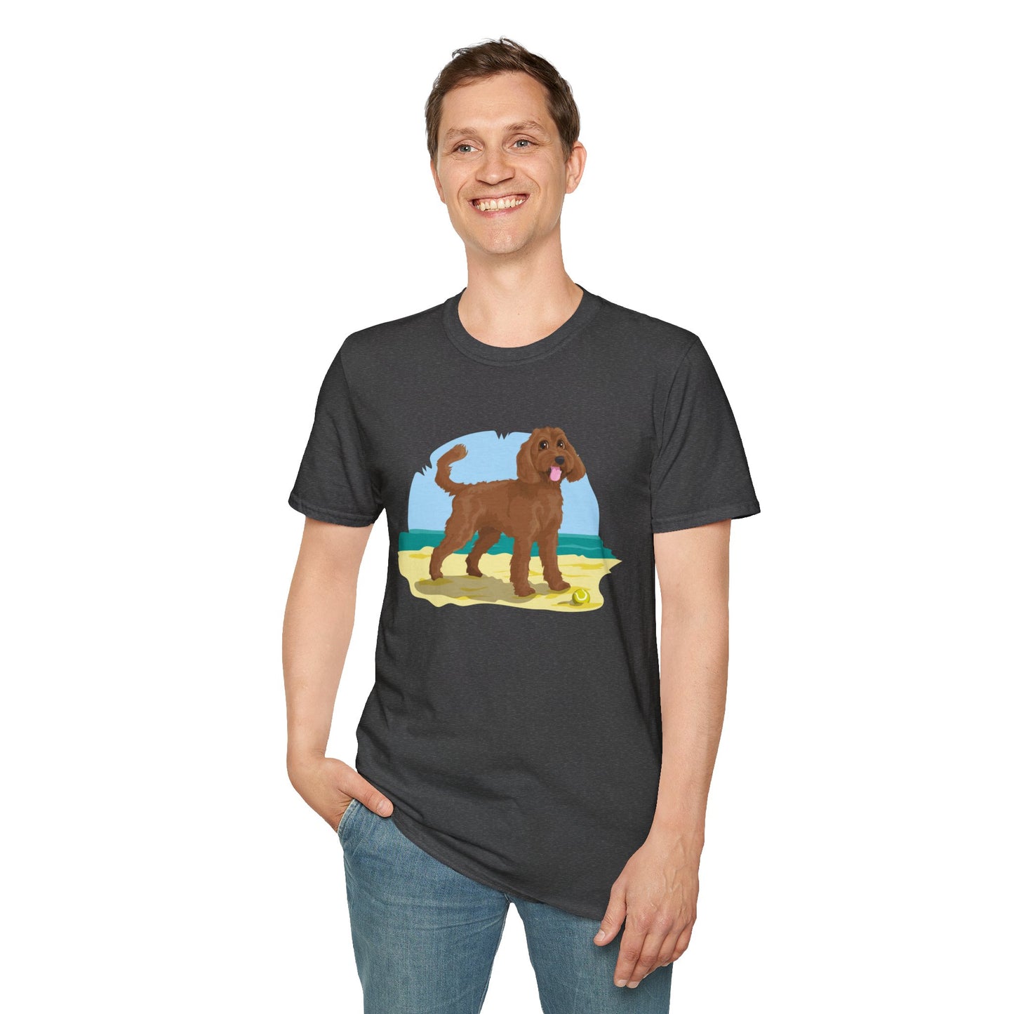 Doodle Dog at the Beach Softstyle T-Shirt - Unisex