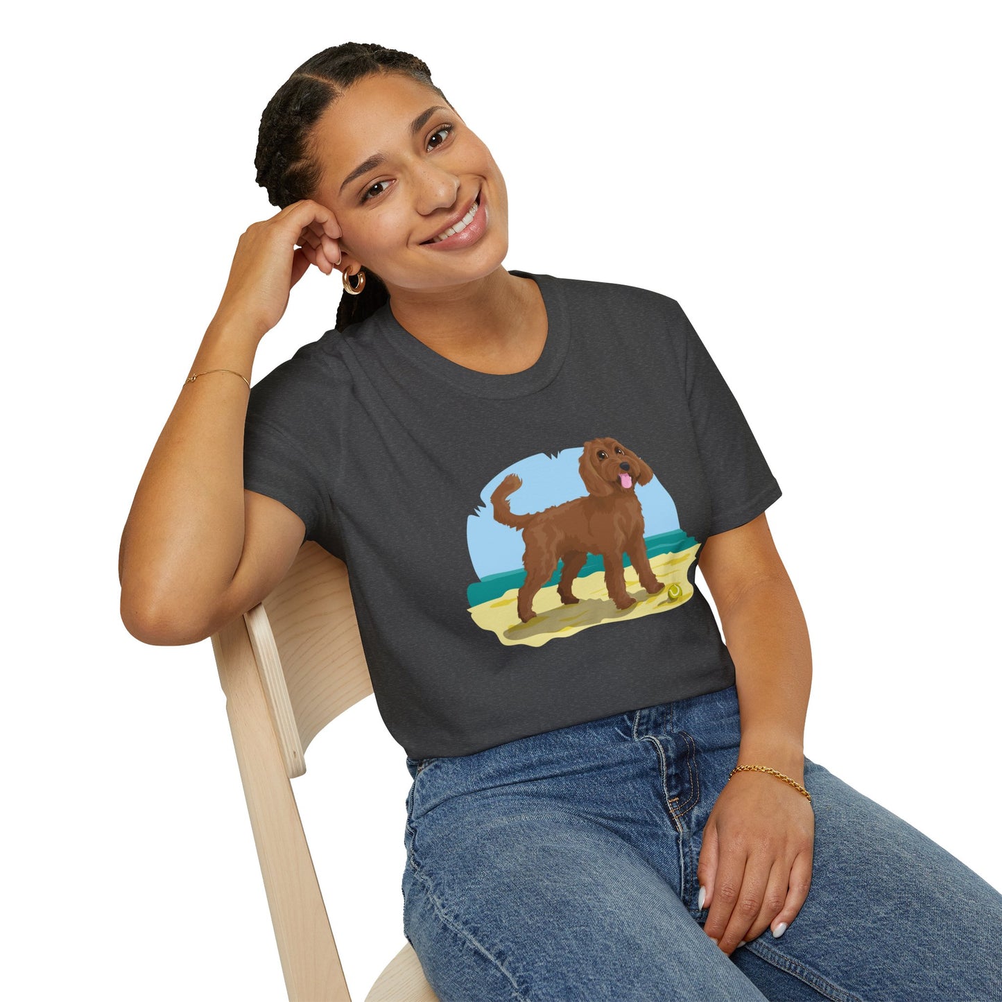 Doodle Dog at the Beach Softstyle T-Shirt - Unisex