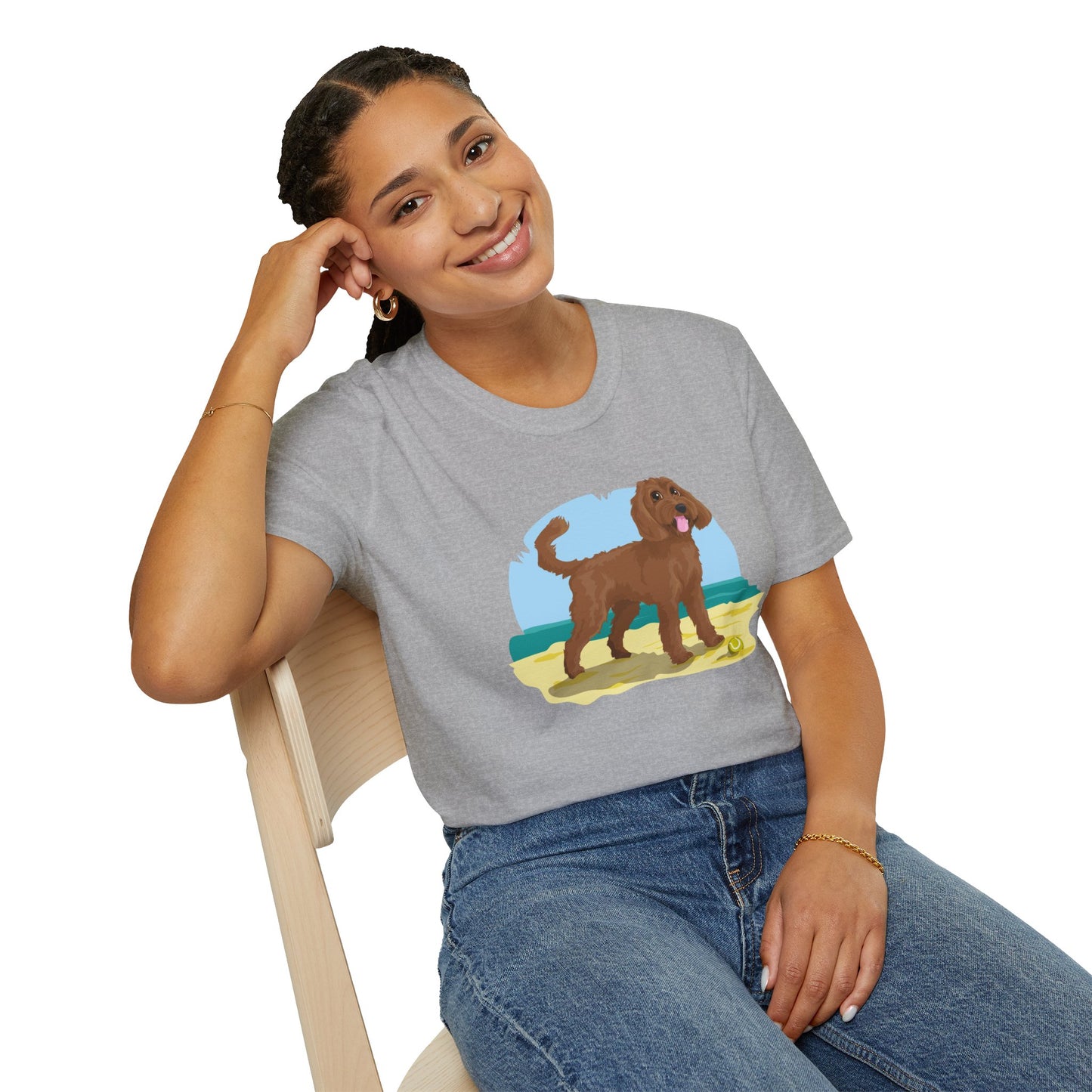 Doodle Dog at the Beach Softstyle T-Shirt - Unisex